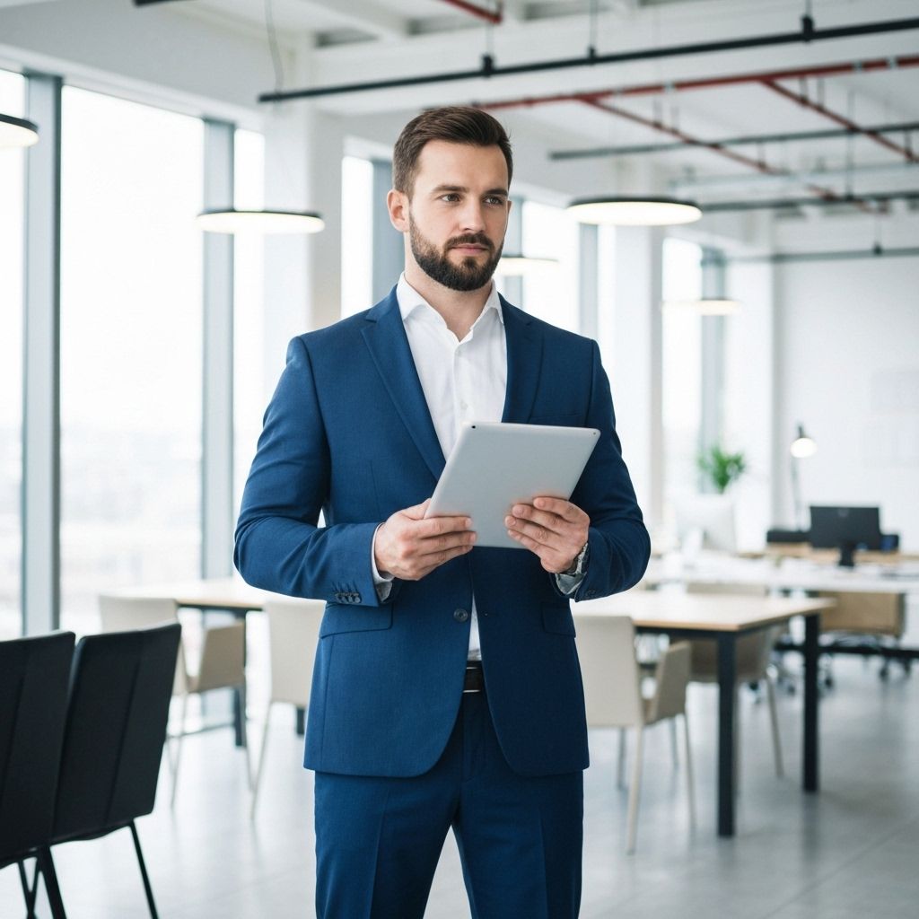 Professional businessman with tablet